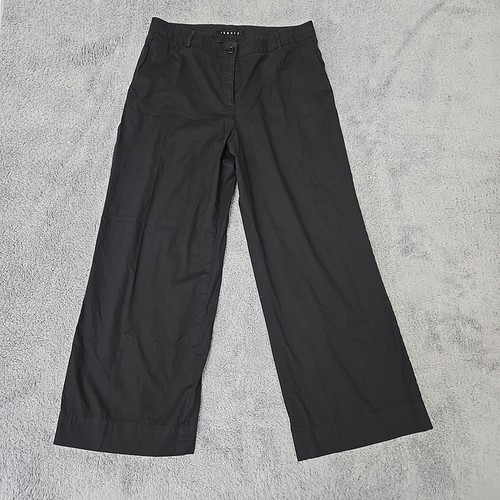 Theory Treeca Style Cropped Pants Women 10 (30x27) Black Cotton Stretch Straight