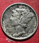 1918D US Mercury SILVER Dime "Denver" Mint! XF! Old US Coin