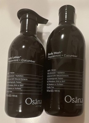 Osäna Naturals Peppermint + Cucumber Body Wash and Lotion No Sulfates, 15 fl oz