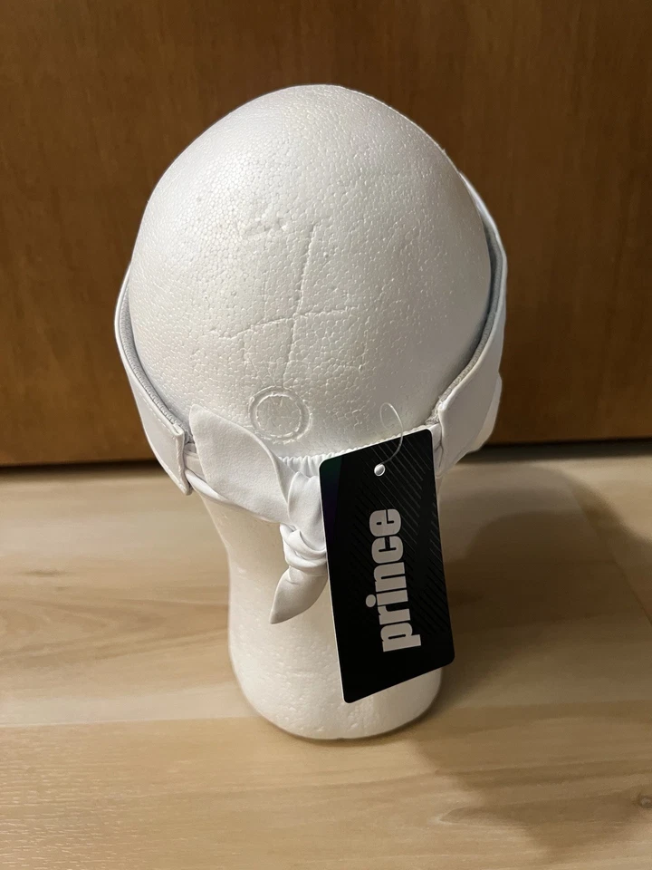 全新带标签 Prince Girls 网球遮阳板白色带弹性弹力背面全新盒装细节 — 第 3/4 张图片