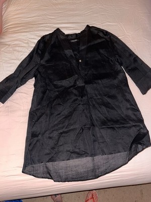 NWOT women s black MARC O POLO 100% Chine Grass blouse dress. Size 40 M/L