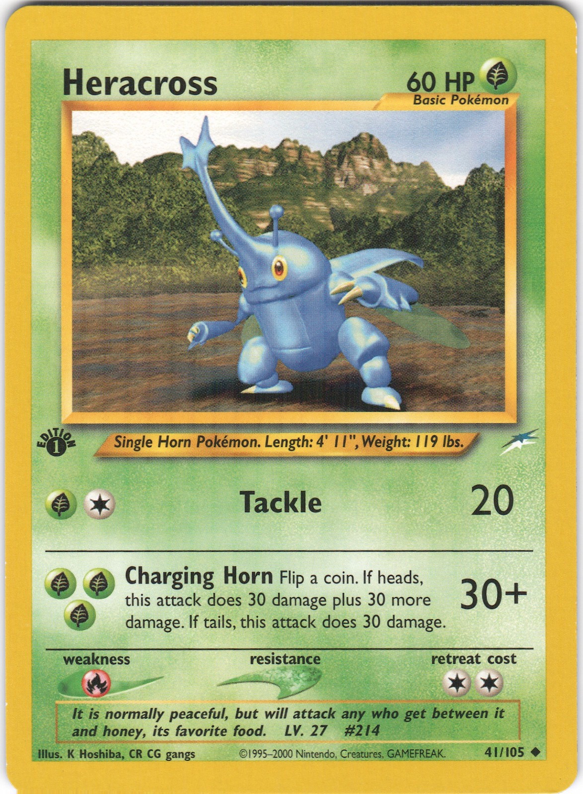 Heracross 41/105 Uncommon Neo Destiny Pokemon 1st Edition LP