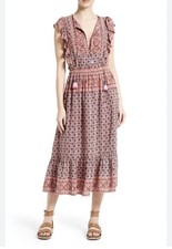 Sea New York Silk Selene Midi Dress 10 Bohemian Floral Worn On Nashville Scarlet