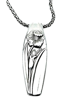 BRIGHTON DAFFODILS FLOWERS SILVER REVERSIBLE NECKLACE VG+ VTG RET. 28+YRS HTF