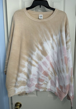 Victoria  s Secret PINK Cream Pink Tie Dye Crew Neck Long Sleeve Sweatshirt XL
