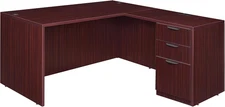 L-Desk with Return Legacy Single Full Pedestal 60" X 30" Mahogany