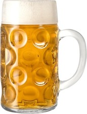1L German Beer Stein Glass 2 Pint Dimpled Tankard Mug Barware Home Gift