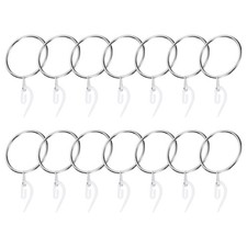 14 Pieces 1.8" ID Metal Curtain Rings with Plastic Pin Hooks, Silver