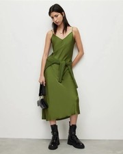 Image of ALLSAINTS  Cactus Green Hana 2-In-1 Dress Size Large UK 12/14 NWT