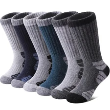 Kids Merino Wool Hiking Socks Boys Girls 8-12 Years 6 Pairs Mix Color B