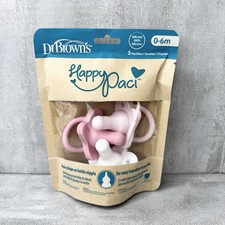 Dr. Brown's Happy Paci Silicone Pacifiers 0-6m Pack of 3 Pink White