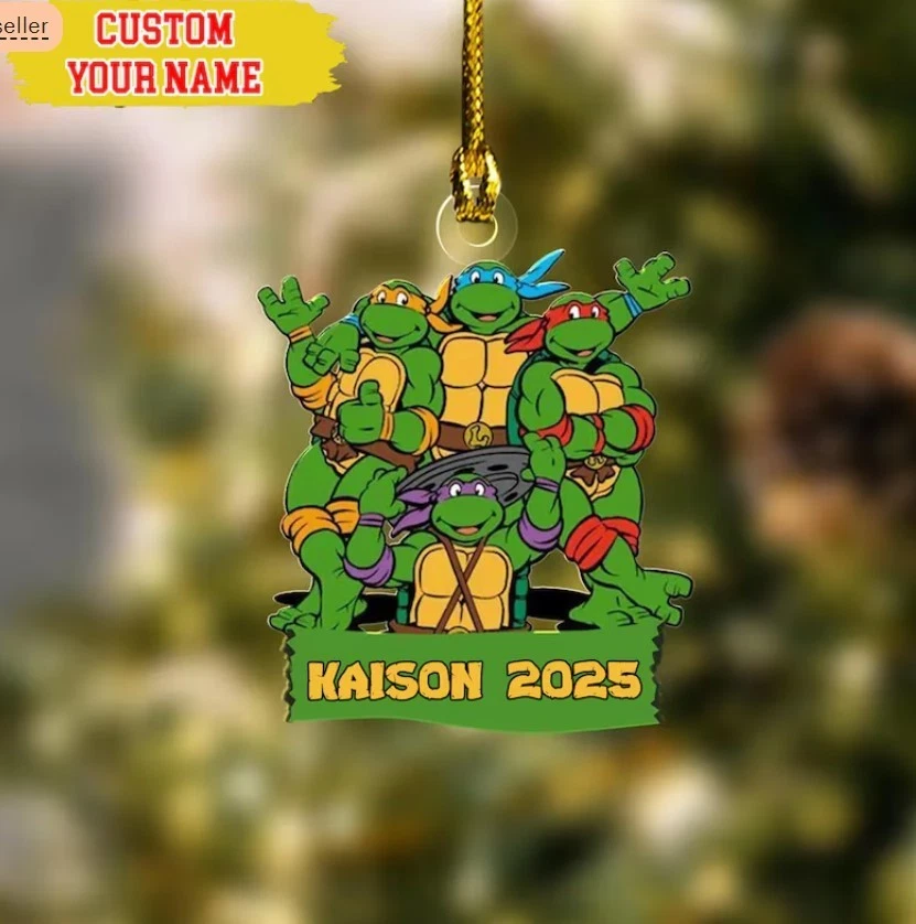 Personalized Ninja Turtles Christmas Ornament, Custom Ninja Turtle Xmas Ornament