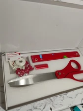 Grand Opening Ribbon Cutting Kit 25" Ribbon And Scissors Banner Balloons Complet