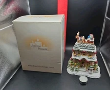 AVON 2002 LUMINOUS TREASURE A VISIT FROM SANTA TEALIGHT HOUSE With Box Open Box