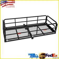60" Folding Hitch-Mounted Cargo Basket 750 Lbs Vehicle Carrier for 2" Receiver
