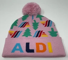 ALDI Gear Pink Christmas Tree Beanie Hat  2024 Pom Pom New NWT