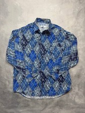 Moschino Jeans Monogram Rare Shirt Button Up Logo Men's Size Large Blue