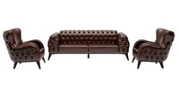 Designer Chesterfield Sofagarnitur Braun Dreisitzer Bequem Sitzgruppe 3+1+1
