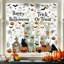 6pcs Happy Halloween Window Decals Trick Or Treat Ghost Pumpkin 1, Style 16