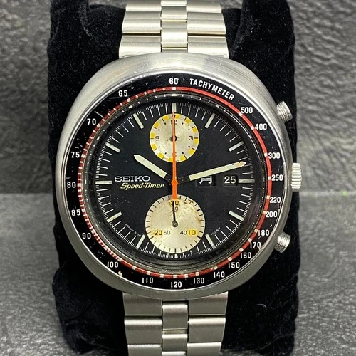 Rare SEIKO UFO Sports Speed Timer Automatic 6138-0011 Black Dial Watch Vintage