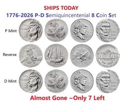 2026-P&D SemiQ Half Dollar, Quarter, Dime, Nickel 8 Coin Set ~IN