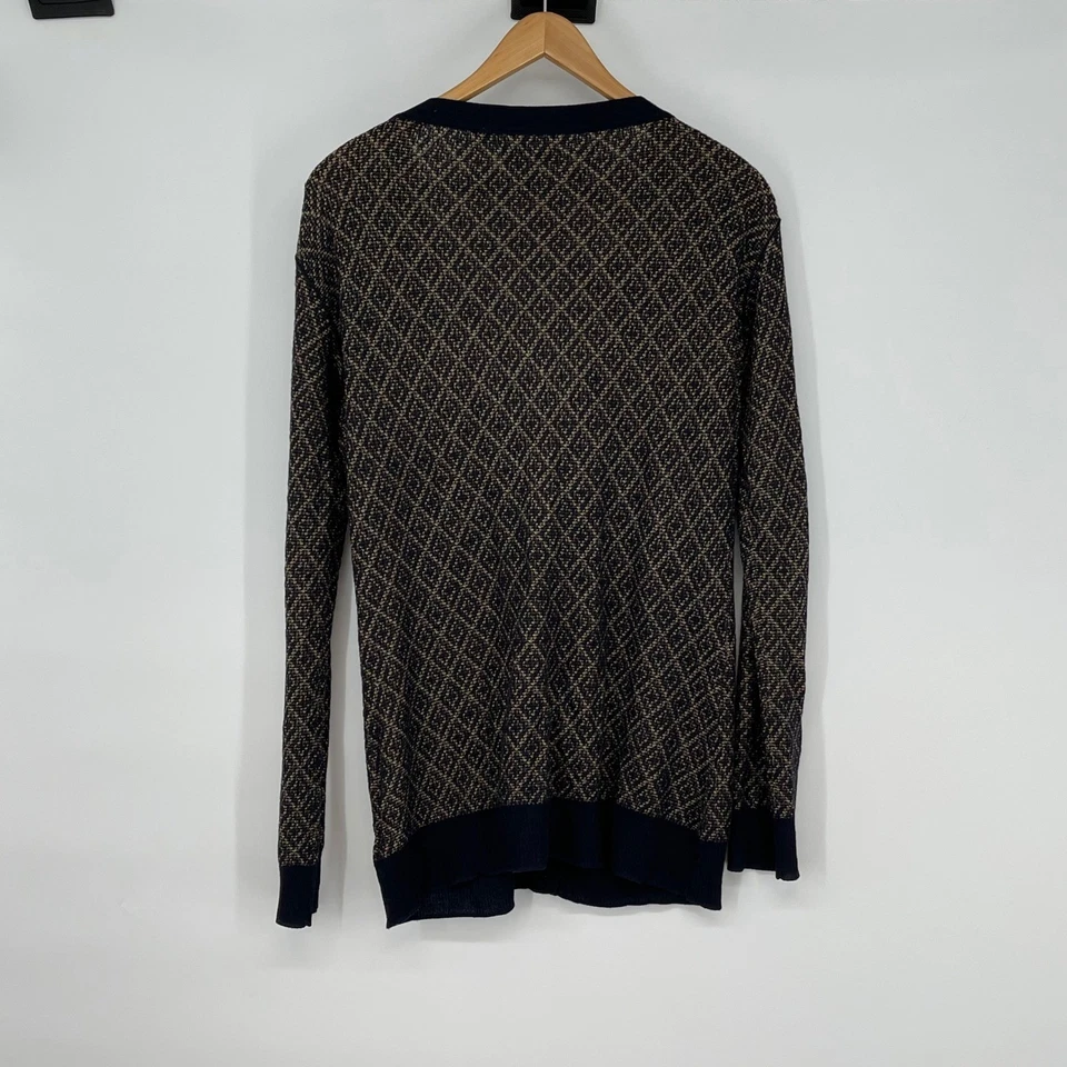 Cárdigan tejido Martin + Osa para mujer M patrón diamante suéter cachemir mezcla de seda Foto 2 de 4