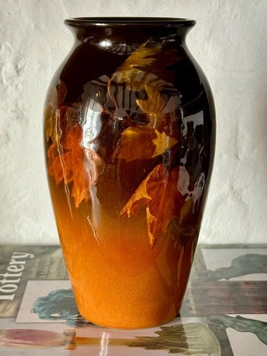 Rookwood Pottery Vase Standard Glaze Painted Leaves Clara C. Lindeman  1898