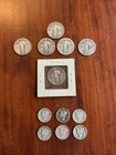 Lot of 6circulated Standing Liberty Quarters, 6 Mercury Dimes various dates/mint