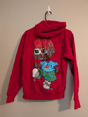 #ad Lil Yachty Rugrats Hoodie Red Cartoon Graphic Pullover Size S $59.95