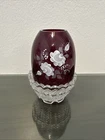 Fenton Ruby Red Hand Painted Floral Fairy Lamp - Signed Collectors Item