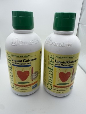(2) Essentials ChildLife Liquid Calcium w/ Magnesium Natural Orange Flavor 16 oz
