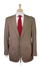 Tom James Holland & Sherry Brown Tic Woven 2-Btn Custom Tailored Suit 40R