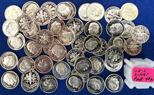 2002-S Roosevelt DCAM Proof Silver Dimes Short Roll (48 Pieces)