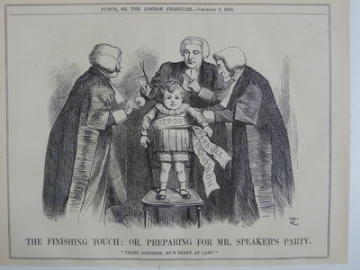PUNCH Cartoon 1890 DER LETZTE SCHLIFF, Herr Lautsprecher Party