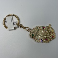 "Gold Tone "Princess" Disney Keychain with Pink Jewels"