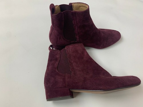 Banana Republic Purple Suede Leather Scallop Ankle Boots 6 Medium Excellent