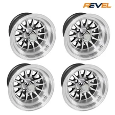 Set of 4, Golf Cart Wheels RHOX 10" Phoenix Machined & Black Golf Cart Wheels