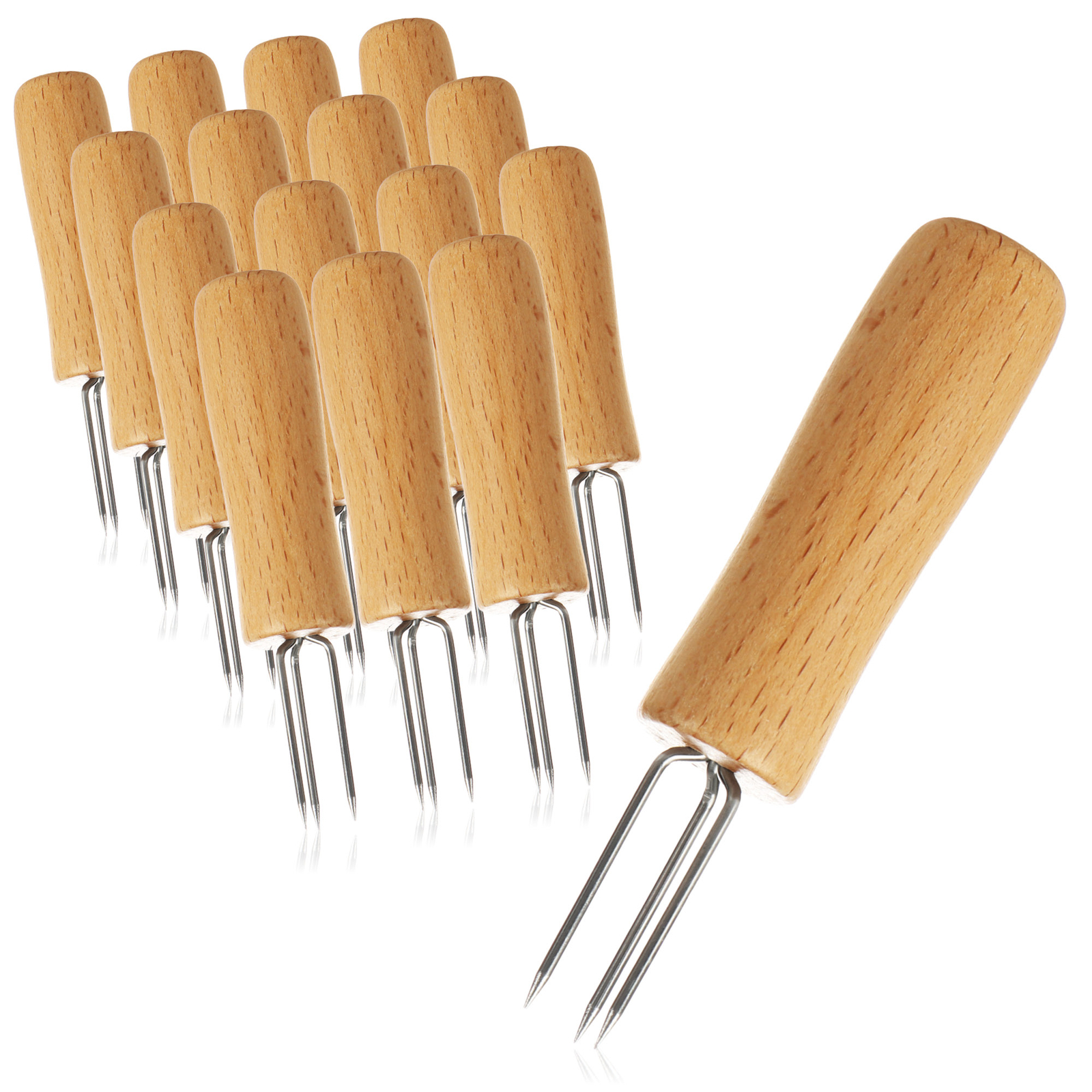 16x Pellkartoffel-Gabel mit 3 Edelstahl-Zinken, rostfrei, wiederverwendbar