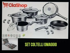 set pentole Royaltyline 14 pezzi antiad.manico sgancio rapido+set coltelli omagg