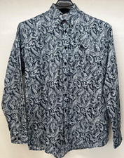 CINCH Western Shirt MEN'S MEDIUM Navy Print Cotton Long Sleeve Button Down