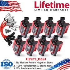 Square Ignition Coil Set and Spark Plug Wire For Chevy GMC 4.8L 5.3L 6.0L 8.1L