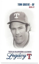 Texas Rangers Alumni Legacy Team Issued Postcard Tom Grieve SGA