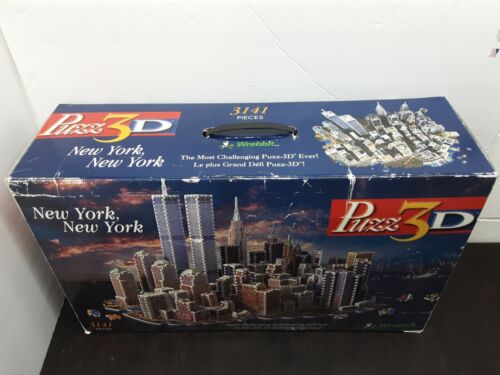 PUZZ3D New York City 3D Puzzle 3141pc Twin Towers NYC Vintage 1997 Wrebbit - Picture 2 of 12