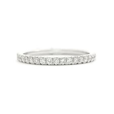 Thin Diamond Eternity Ring Wedding Band 14K White Gold .41 CTW, Size 5.75