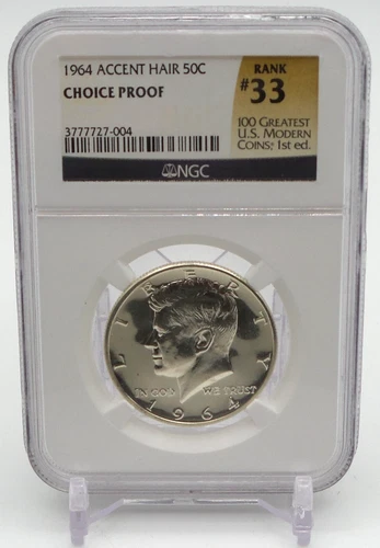 1964 Accent Hair 50C Kennedy Half Dollar Choice Proof NGC Rank #33 - C2356