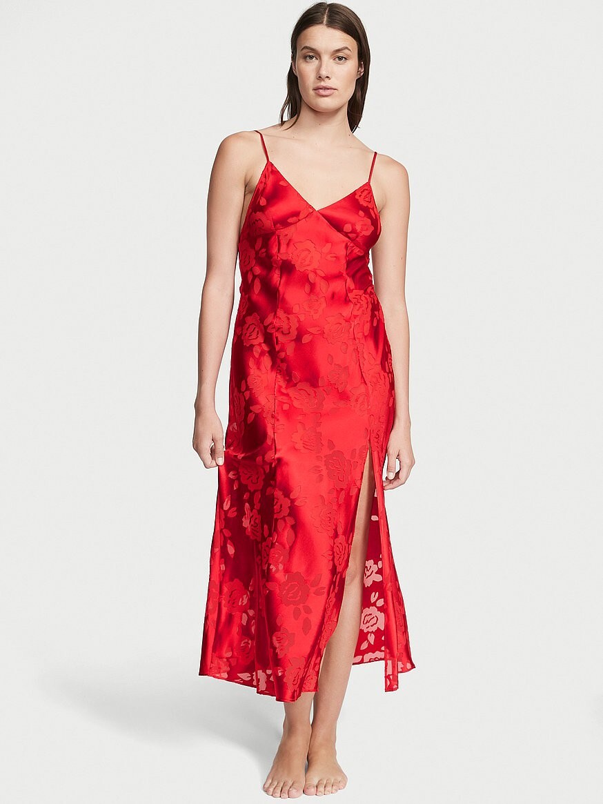 VICTORIA'S SECRET VS Archives Burnout Satin Slip Red