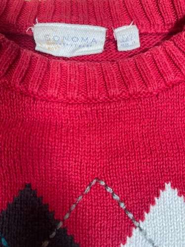 Sonoma Red Boys Large (7) Argyle Diamond Sweater Warm Heavy Knit Long Sleeve Top - Picture 5 of 5