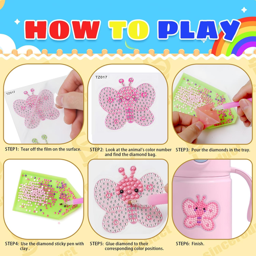 Diamond Art Kits for Kids, 64 Pcs Diamond Art Stickers Crafts for Kids Ages 4-6- - Picture 4 of 12