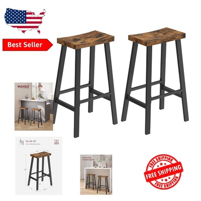 Durable Industrial Bar Chairs with Footrest - Rustic Brown for Modern Kitchens