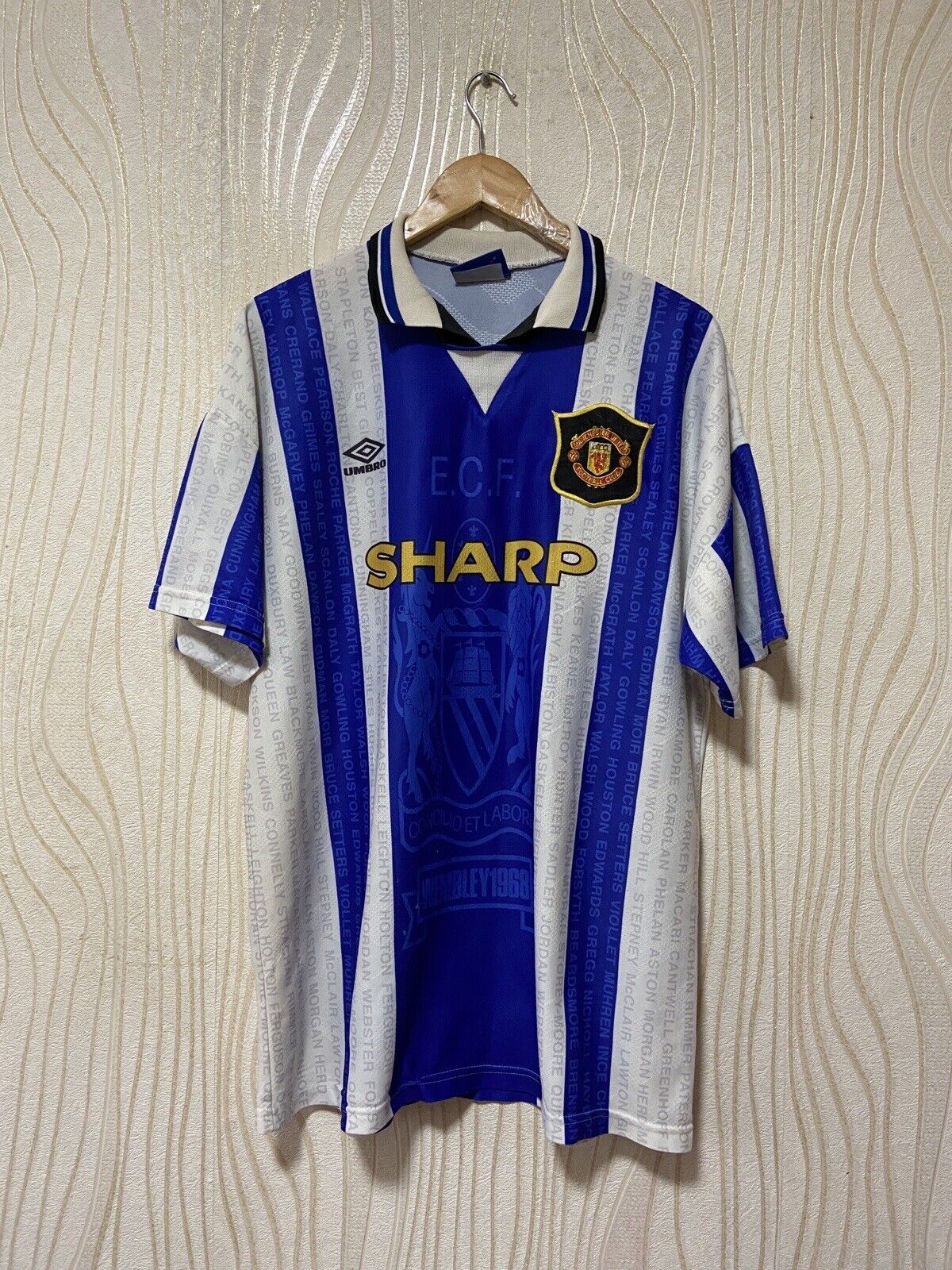 ENGLISH PREMIER MANCHESTER UNITED FC 1995-96 PREMIER LEAGUE CHAMPION E –  vintage soccer jersey